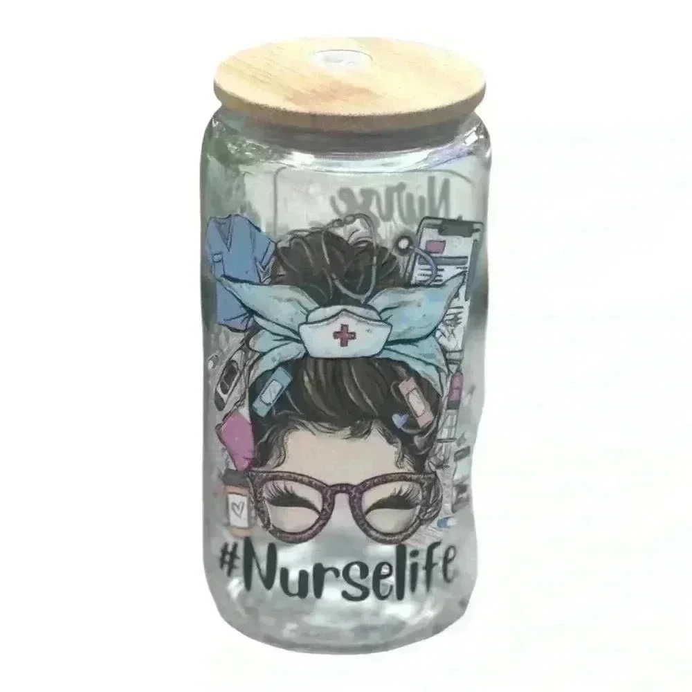 NURSES! This is nurse life! Libbey 160z glass can cup!
